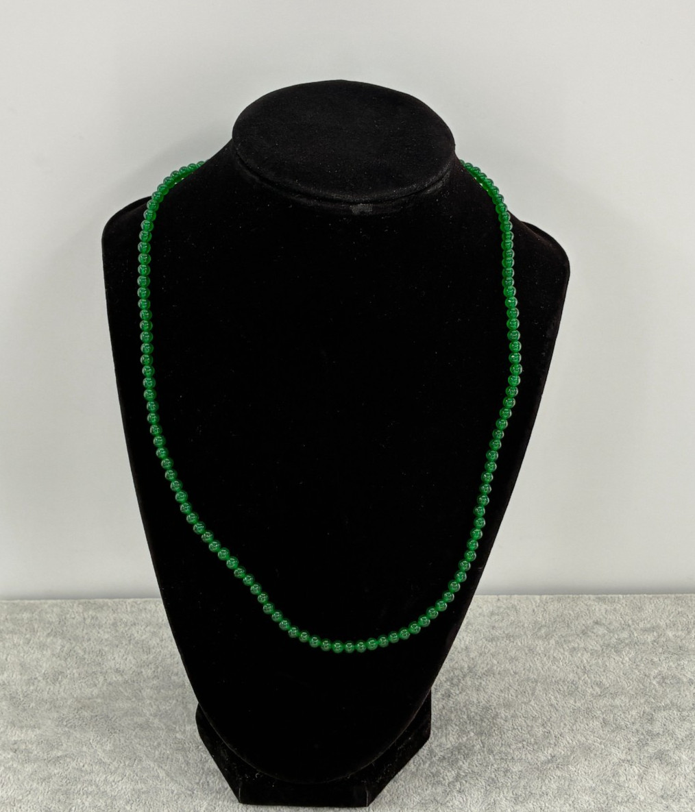 Nicky Butler 4mm Chalcedony Beaded Necklace Sterling Silver Adjusting Ball Bead