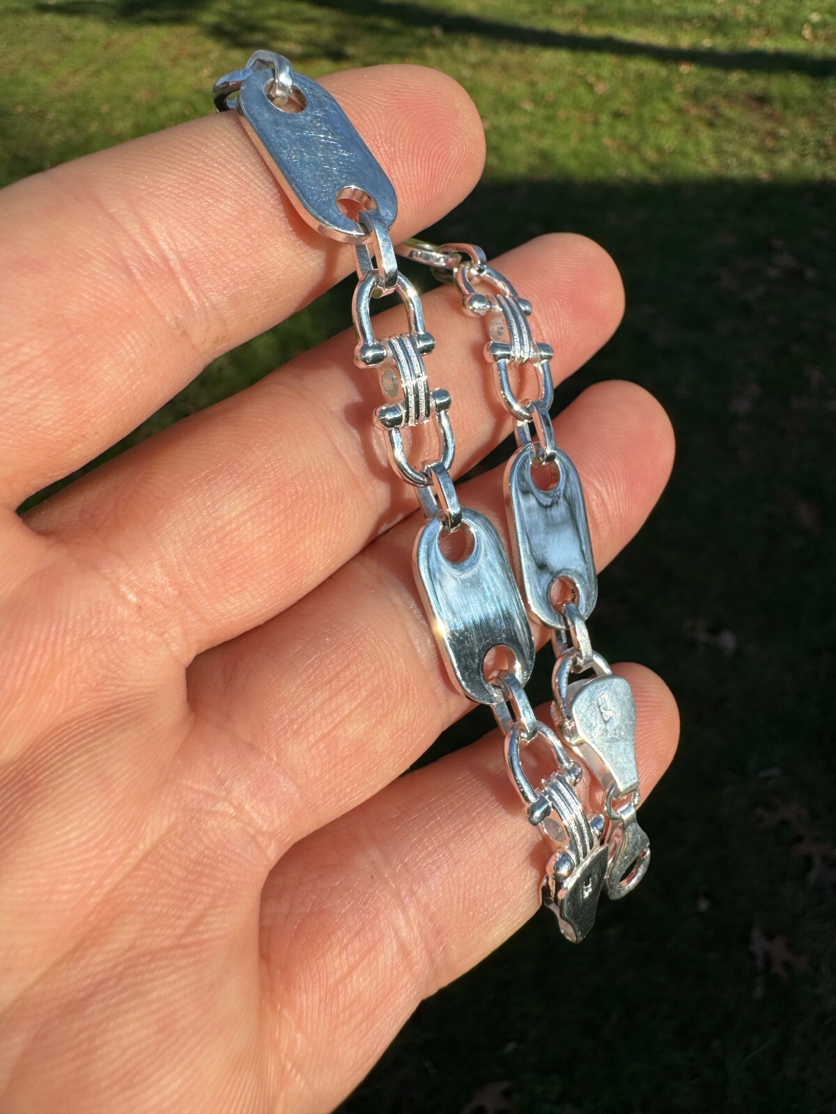 10mm Real 925 Sterling Silver Custom Mariner Ferragamo Link Chain Necklace ITALY