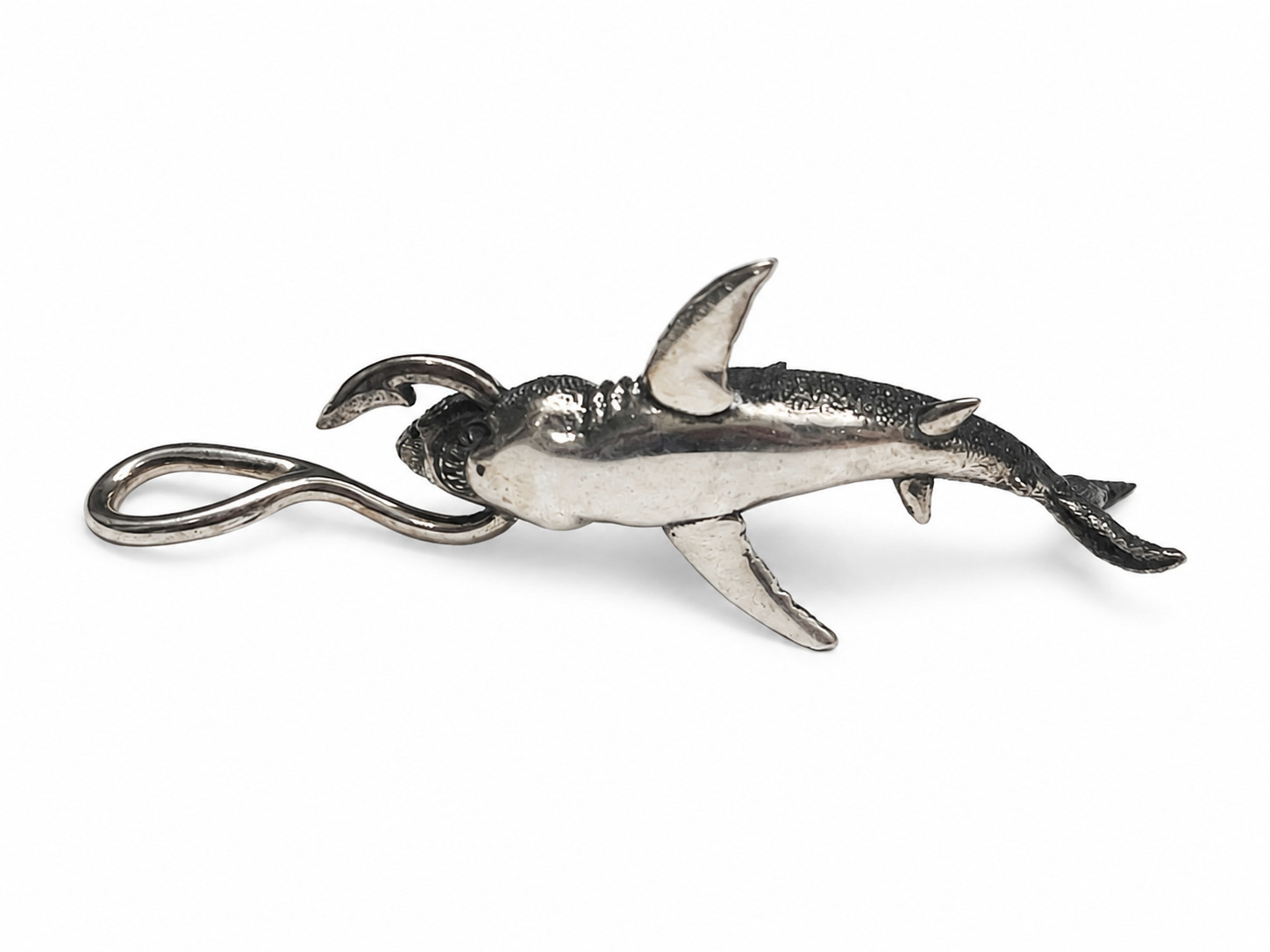 925 Sterling Silver Shark Fish Hook Pendant 2″ 9g Ocean Nautical Necklace New