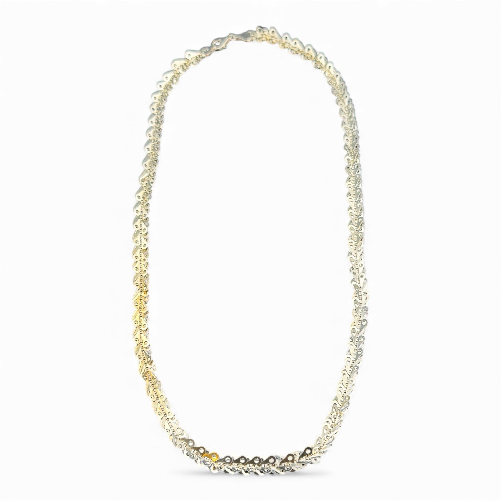 Beautiful Milor Signed Layered Flutter Link 19 Inch 925 Silver Chain Necklace