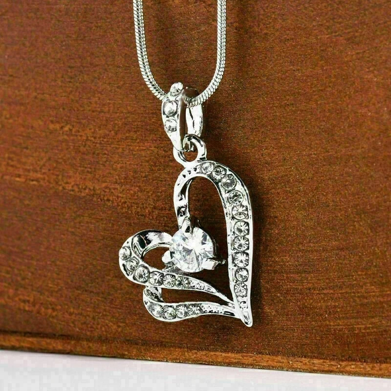 1.50Ct Round Cut VVS1/D Diamond Women’s Love Heart Pendant 14k White Gold Finish