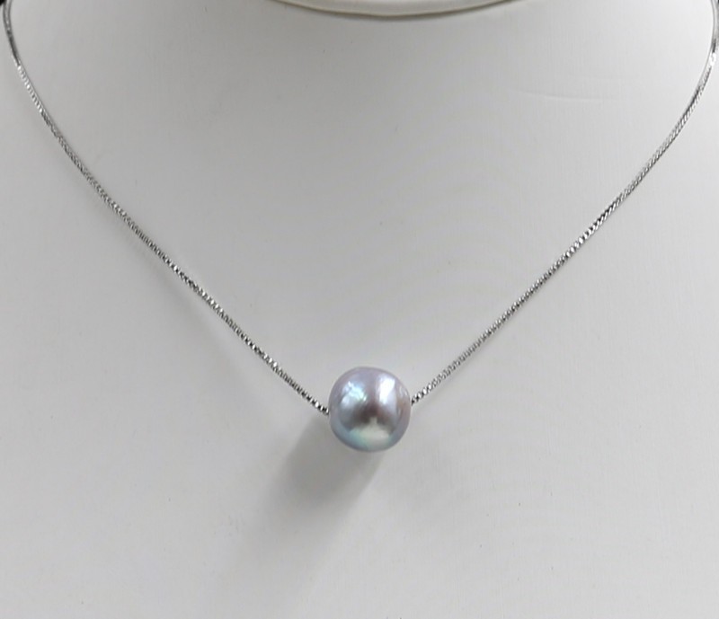 June Pearl South Sea Natural 10-12 mm Grey 18 ” Pearl Necklace 925s
