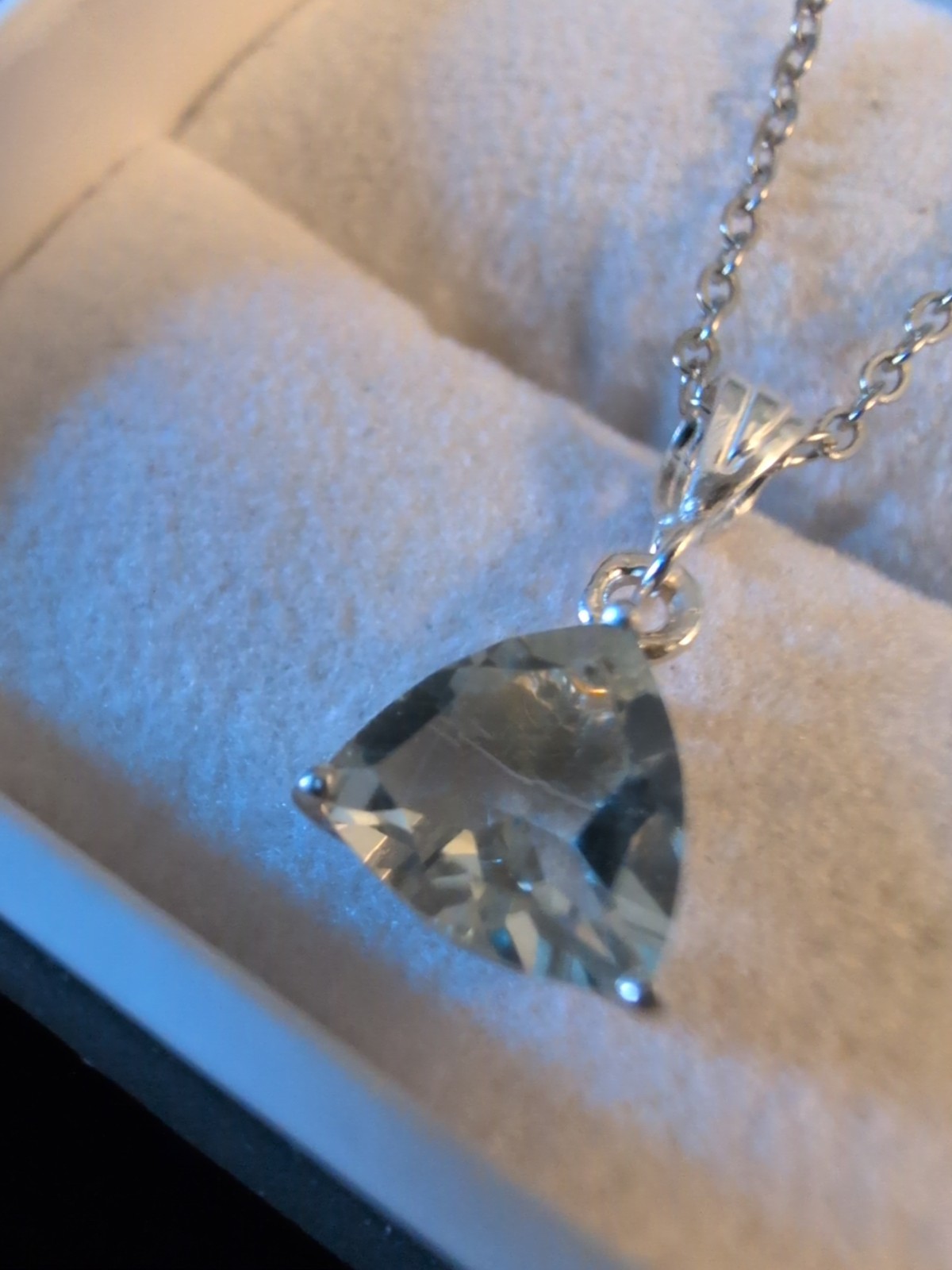 Sterling 925 Necklace Pendant 2.5CT Trillion Cut Aquamarine Loupe Clean Custom