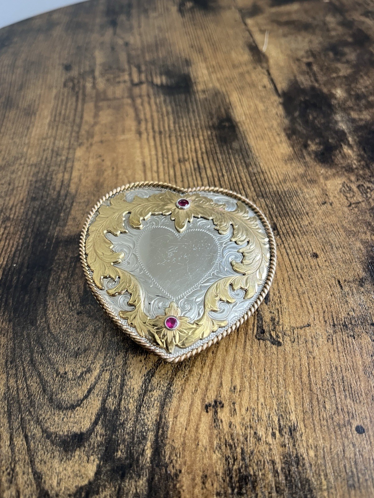 Sterling German Silver Heart Pink Pendants Belt Buckle