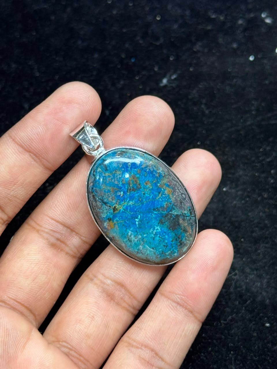 Natural Azurite 925 Sterling Silver Pendant Handmade Jewelry