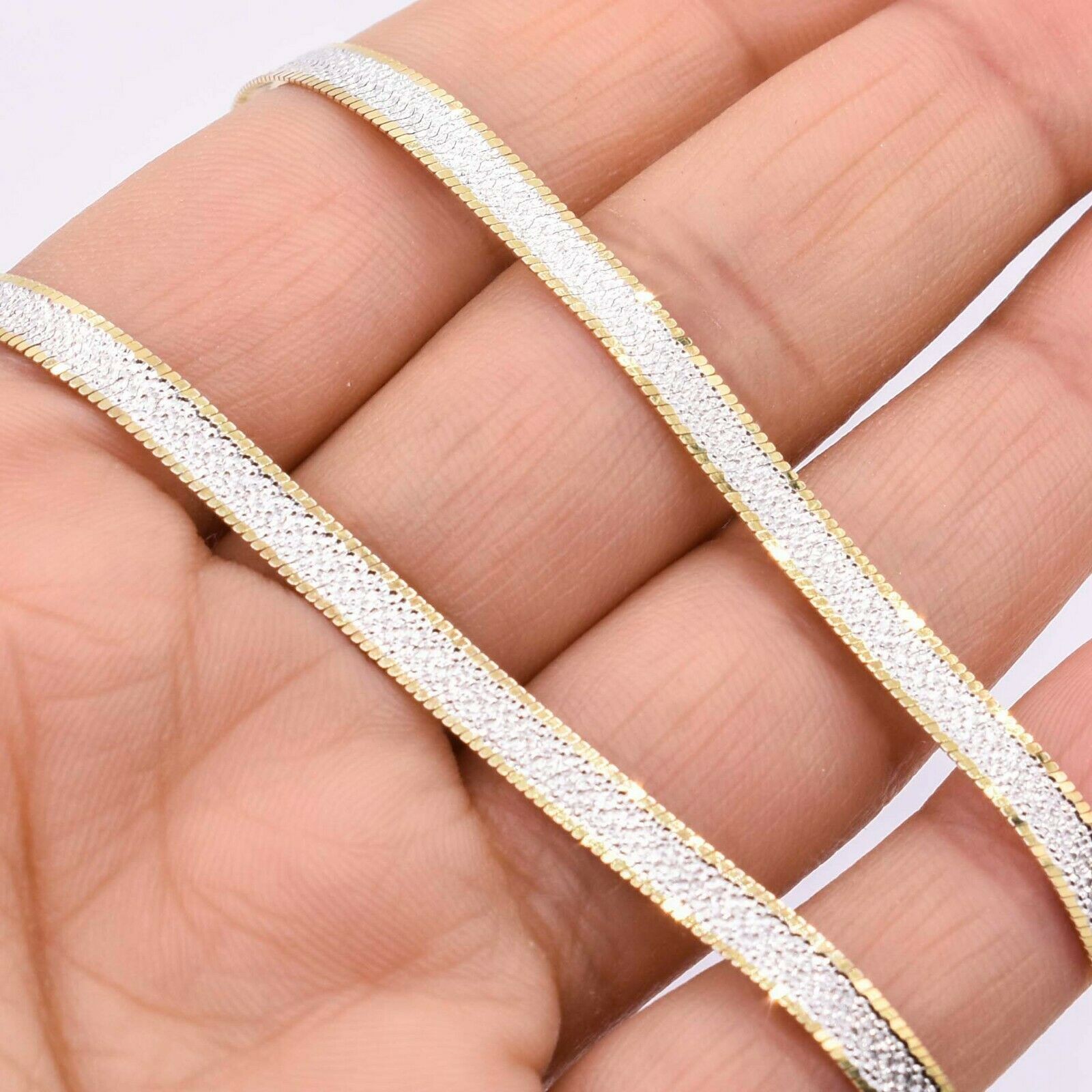 4.5mm Reversible Herringbone Chain Necklace 14K Yellow Gold-Plated Silver 925