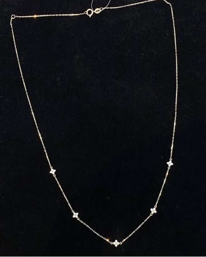 1Ct Round Cut VVSI Genuine Moissanite Dainty Necklace 14K Yellow Gold Plated 16″