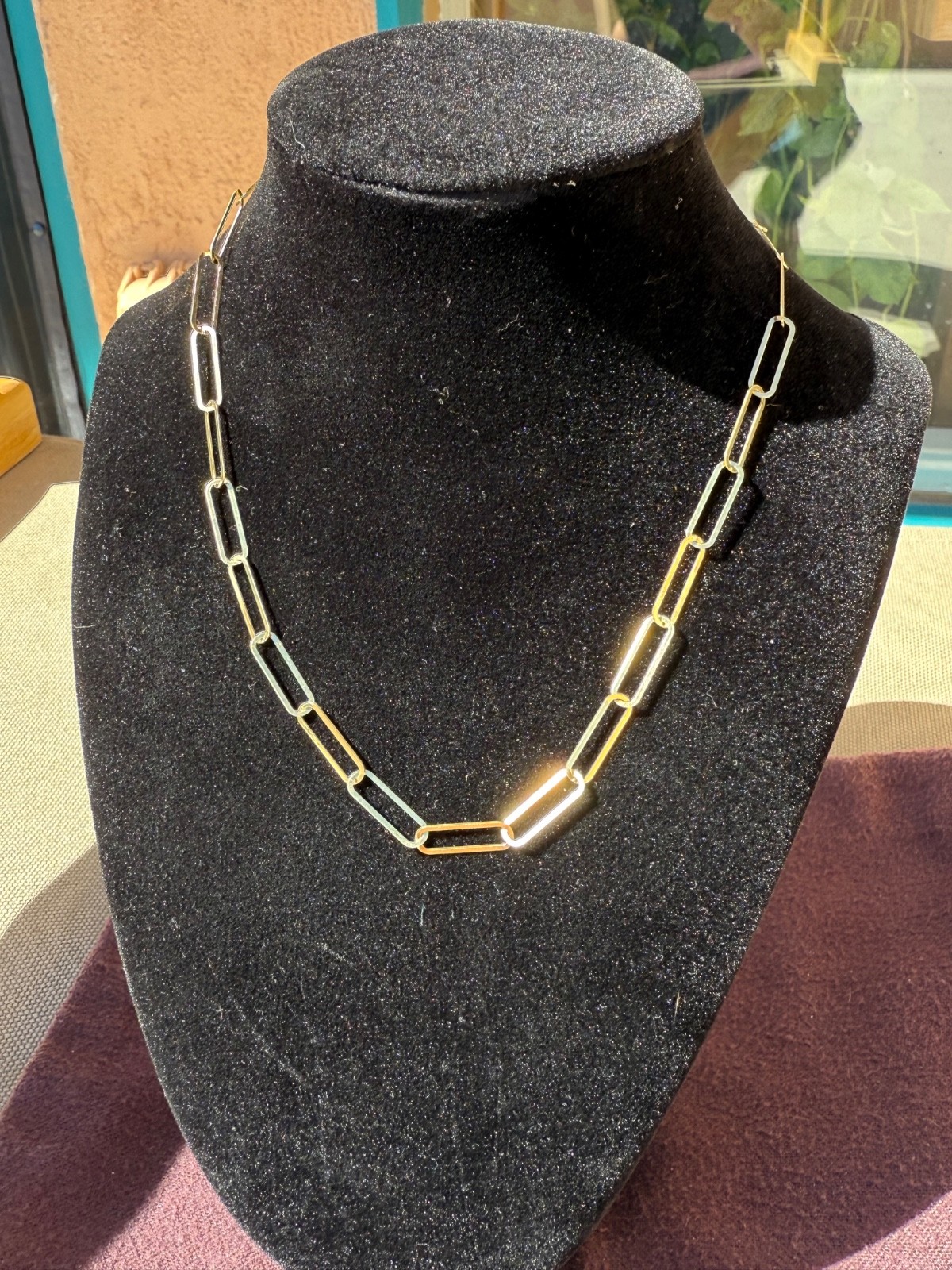 Dubai Design Paper Clip Link Solid 18k Gold Chain Necklace 16″ * Quality * Rare