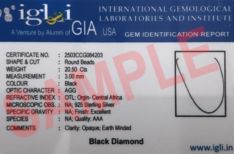 Certified AAA 5mm Natural Black Diamond Necklace for Women 925 Silver 16 Inch