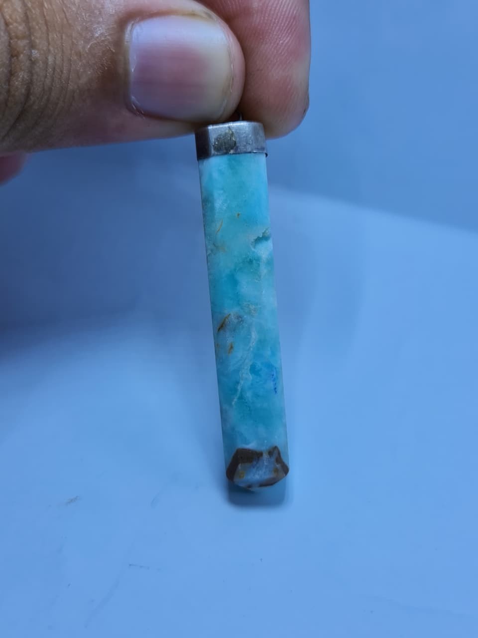 Beautiful Stone Blue Aragonite Pendant 925 Sterling Silver Gemstone Pendant