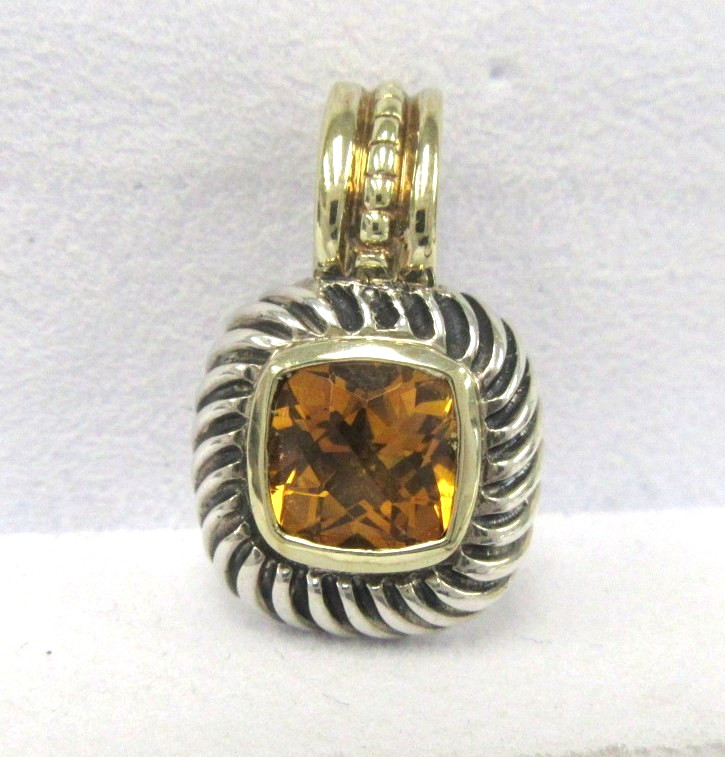 Vintage David Yurman Sterling Silver 14k Gold Citrine Albion Enhancer Pendant