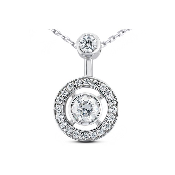 0.92ctw D/SI2 Round Brilliant Natural Certified Diamonds Platinum Halo Pendant