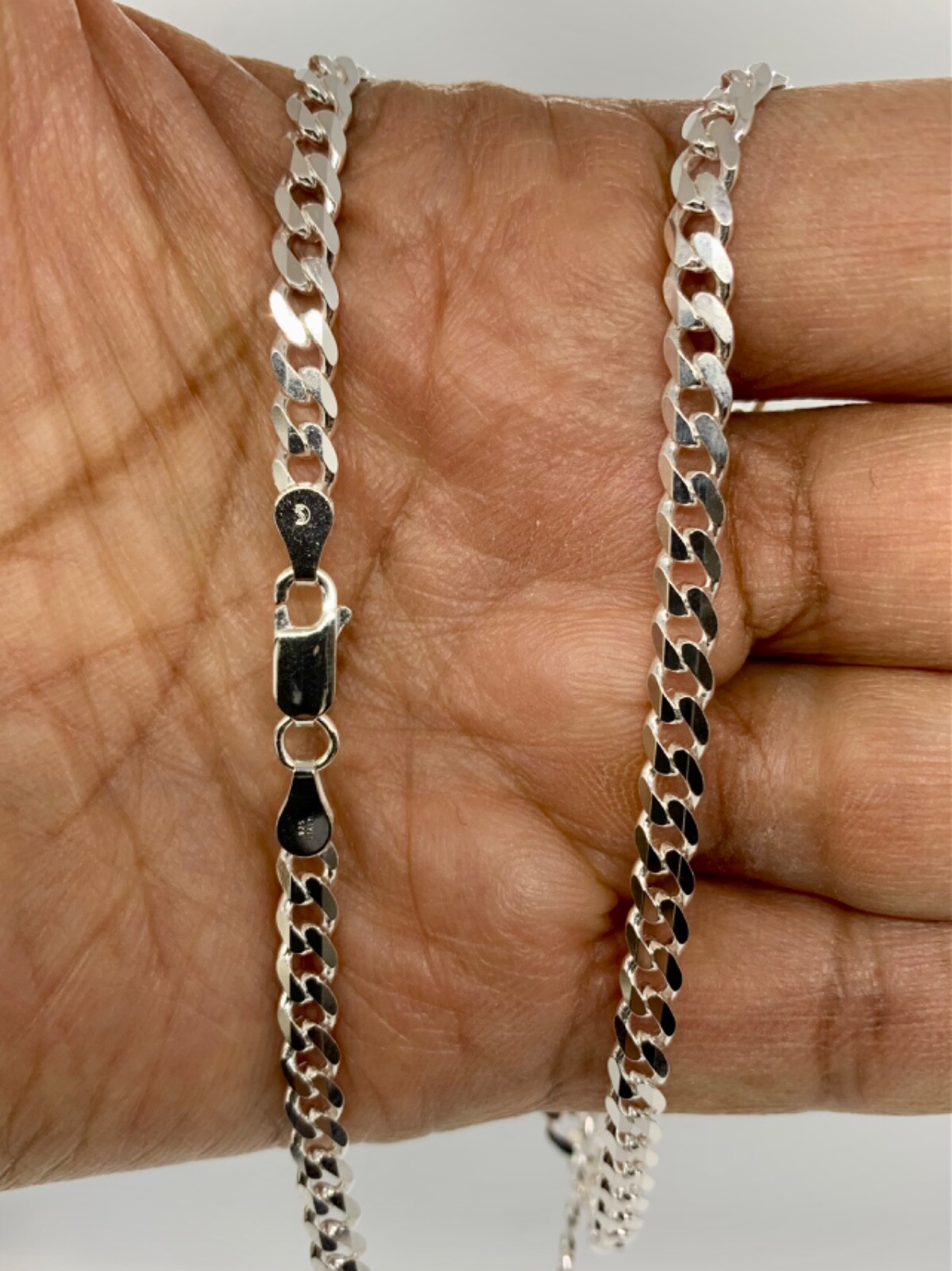 925 Sterling Silver 4mm Cuban Link Chain Necklace Men’sWomen’s 16-36″ made Italy