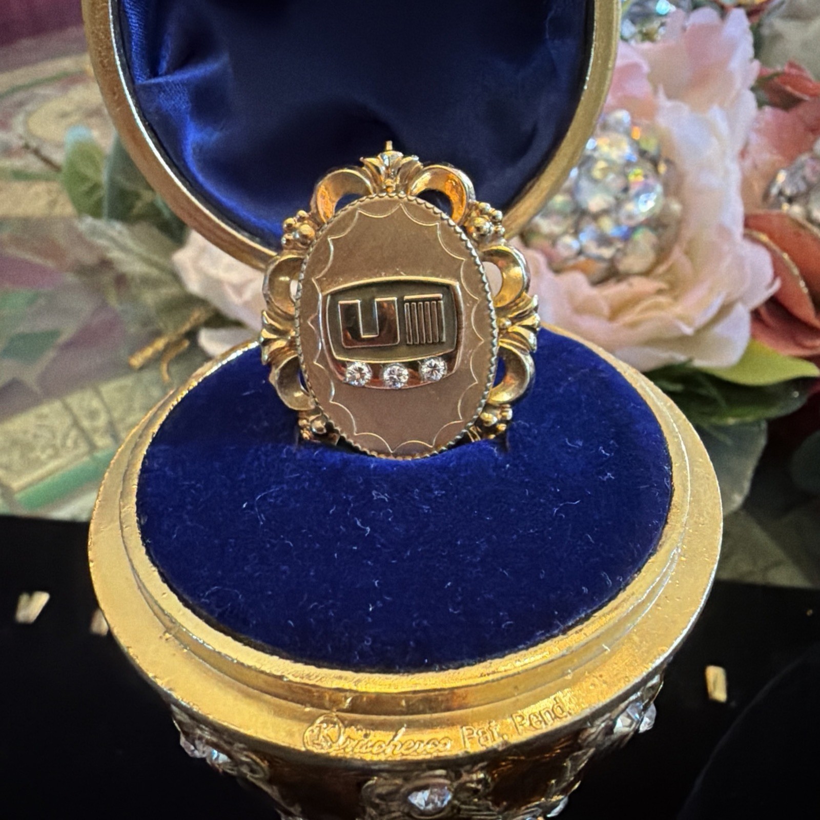 United Missouri Bank 10k Gold Emblem, Genuine Diamonds, 12k GF Base Pendant/ Pin