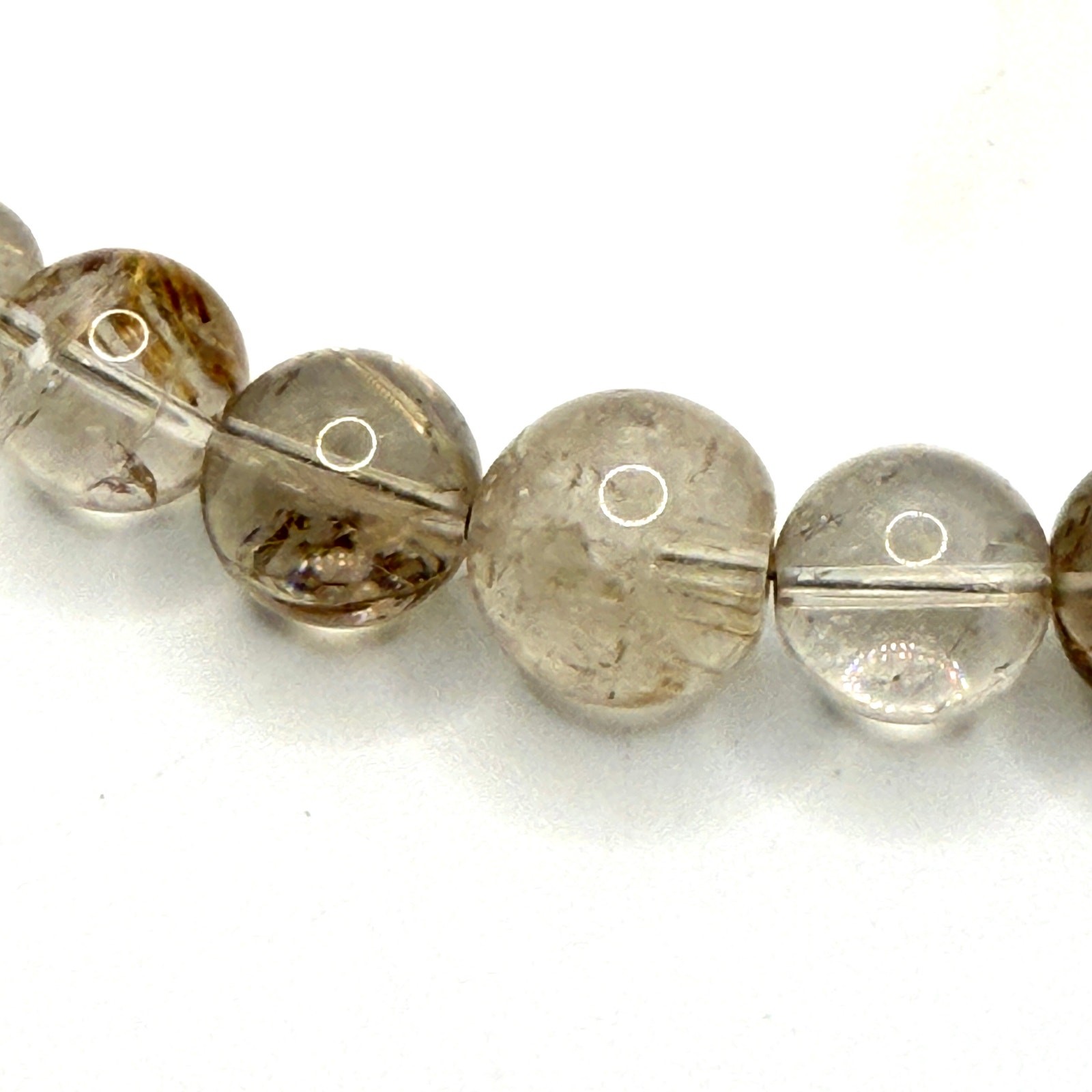 Vintage 90s Rutilated Quartz Graduated Bead Sterling Toggle Necklace