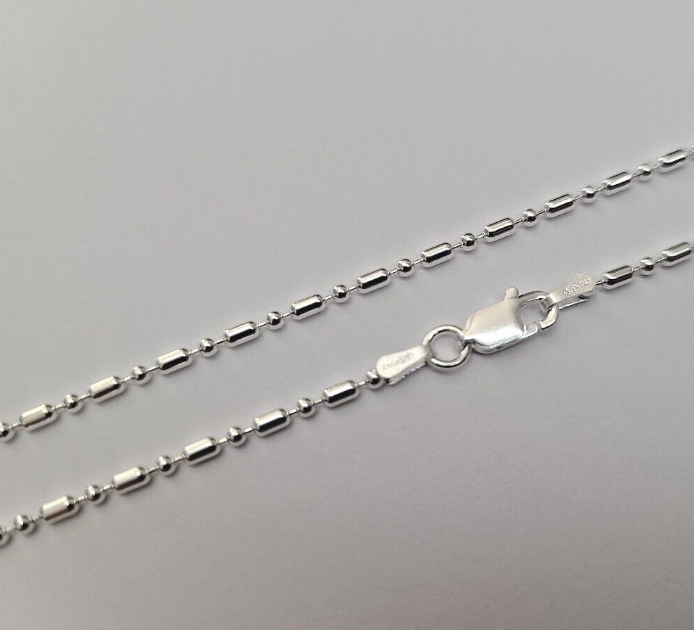 925 Sterling Silver Dot Dash Pallini Bead Ball Chain Necklace Bracelet 1.8mm