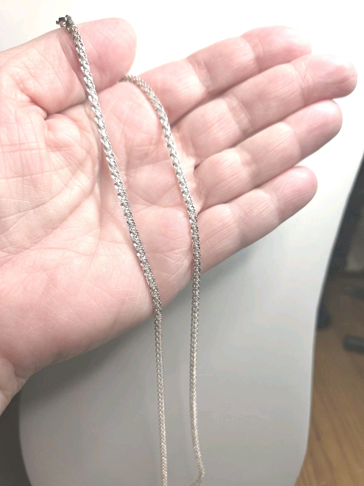 Solid 925 Sterling Silver Diamond Cut Sparkle Rope Chain Necklace 3mm 17 Inches