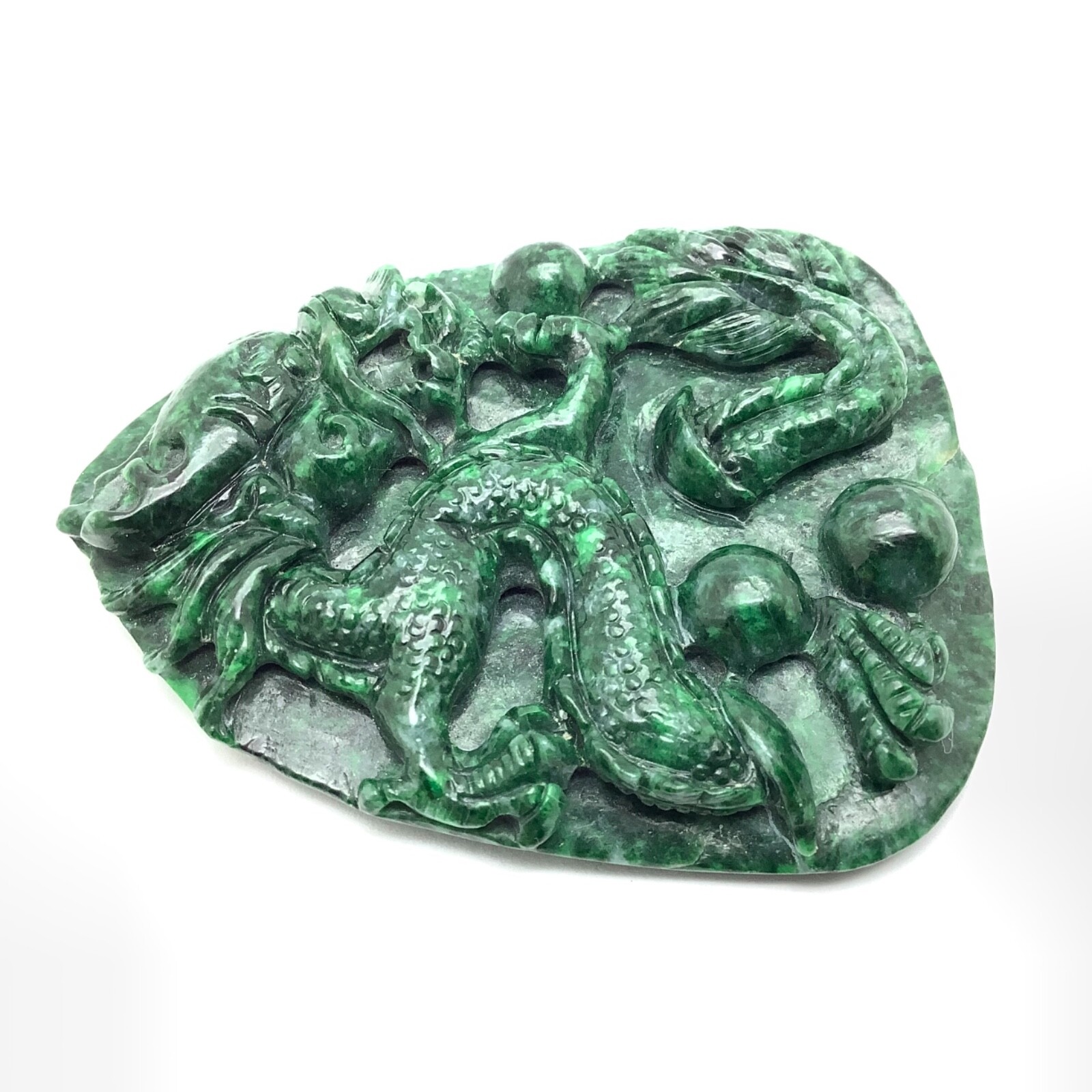 Burma Maw Sit Sit Dragon Pendant Chromium Green Albite Jadeite Carving Myanmar