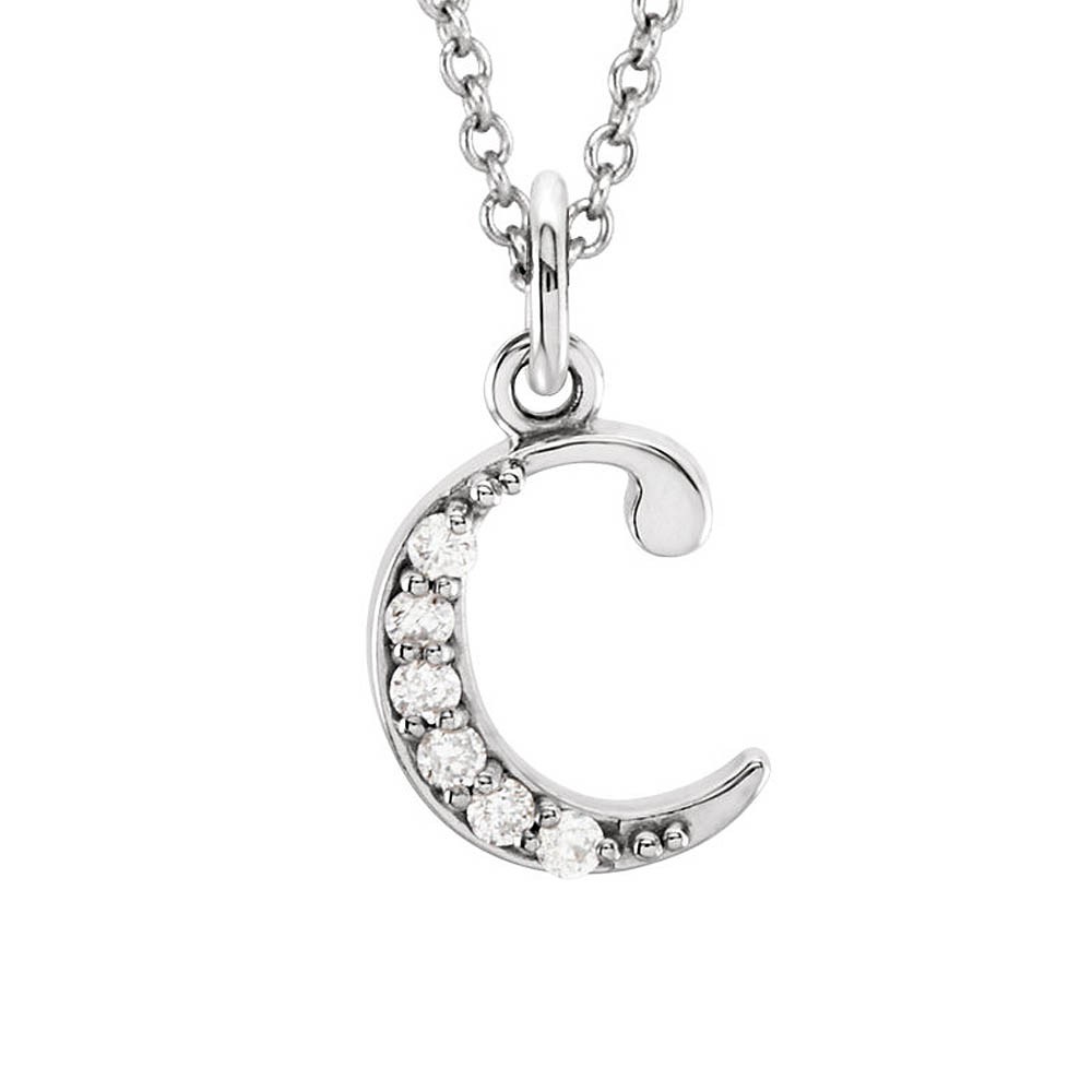 The Abbey 14k White Gold Diamond Lower Case Initial ‘c’ Necklace 16 In