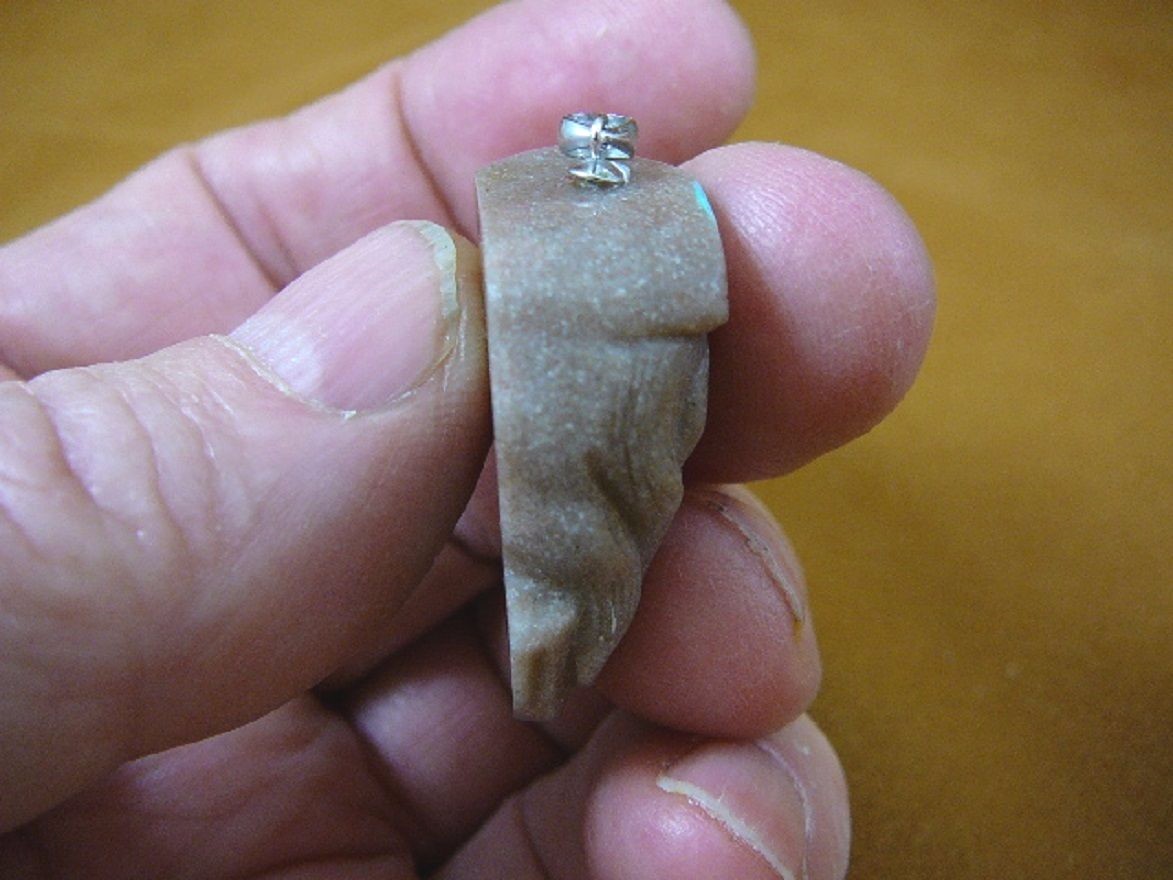 (O-150) Woman Cameo + green blue white Yowah Opal hat PENDANT Australia