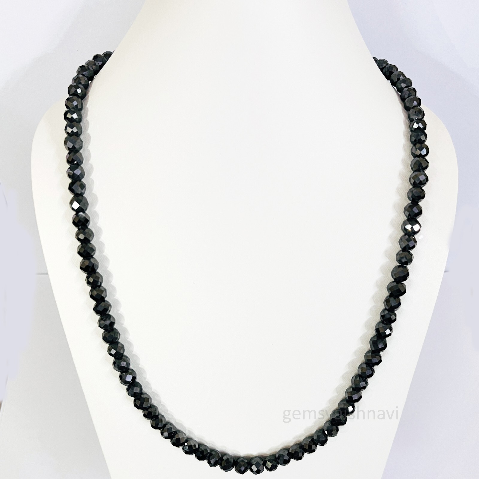 BLACK DIAMOND NECKLACE 28 inch 6 mm Certified AAA Rare Earth Mined