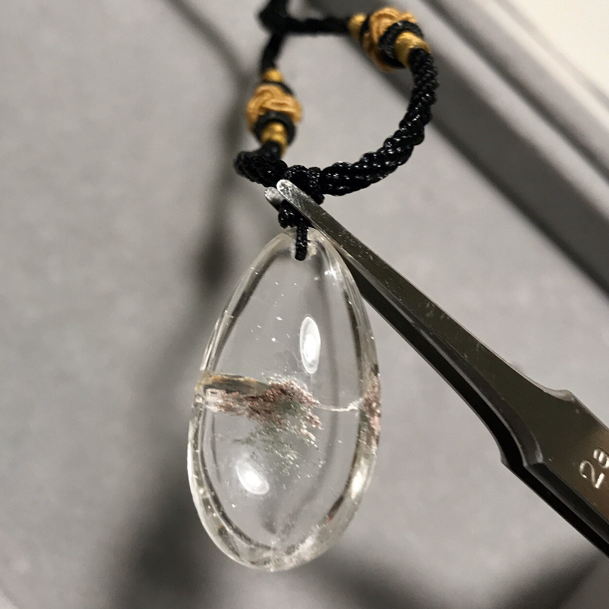 US SELLER Natural Green Red Phantom Quartz Pendant Teardrop Crystal GEM Necklace