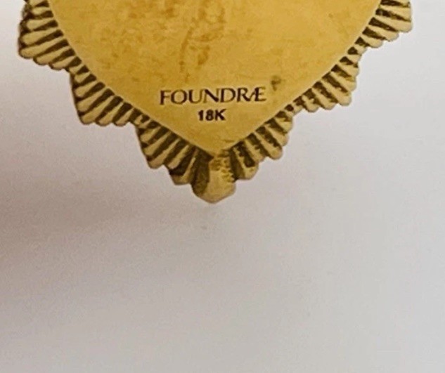 FoundRae 18k Gold True Love Reflection Heart Medallion Red Enamel $1500