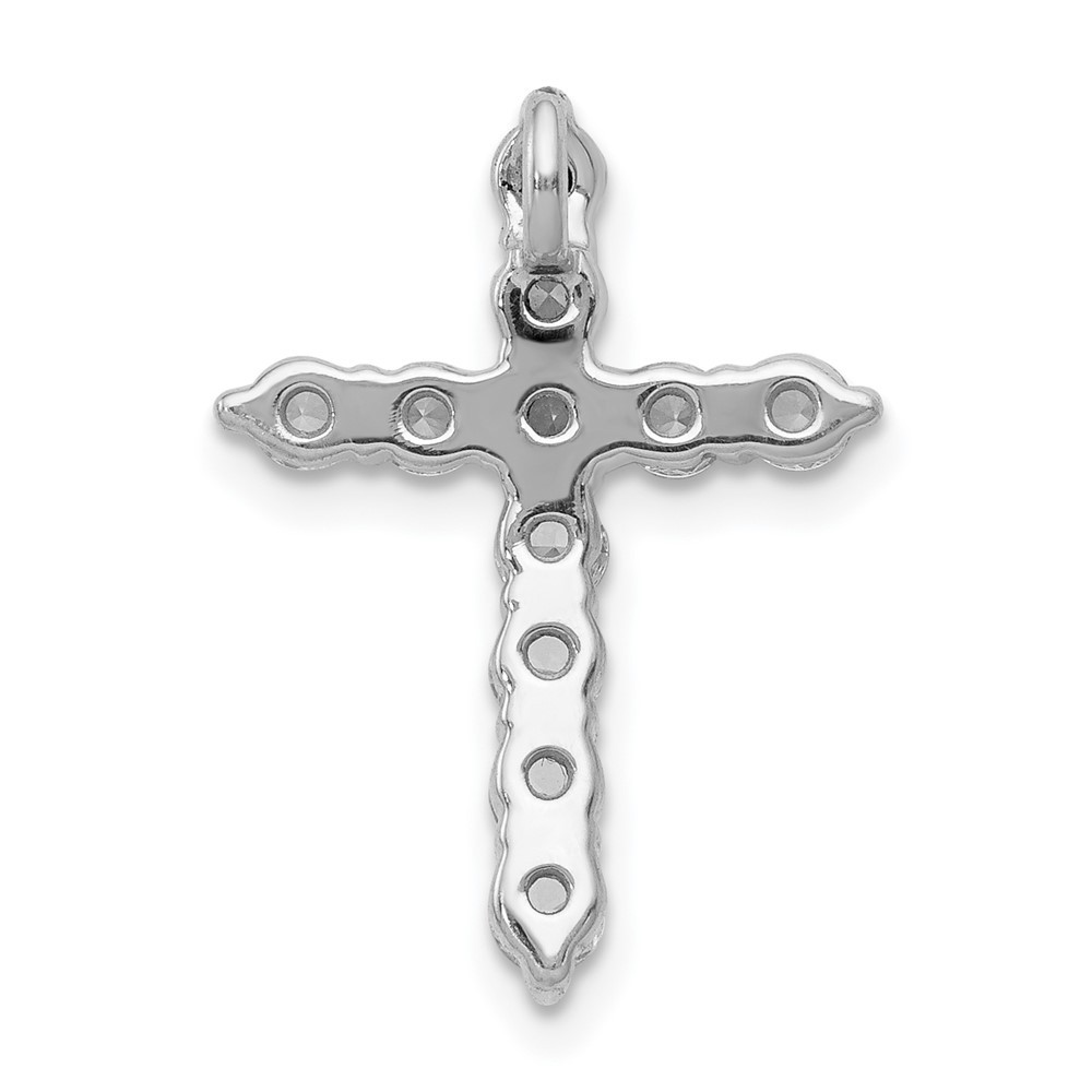 14k White Gold 3/4Ct Round Lab Grown Diamond VS/SI+ G+ Cross Chain Slide Pendant