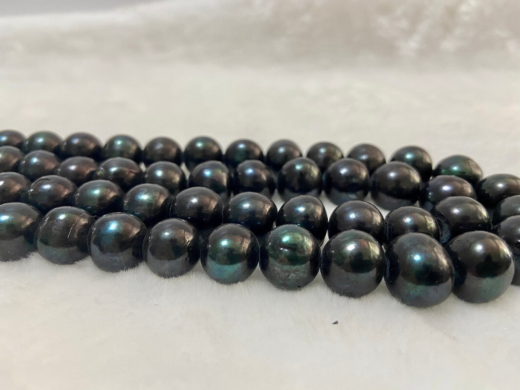 HUGE 17″12-15MM natural south sea genuine dark black near round pearl necklace 6