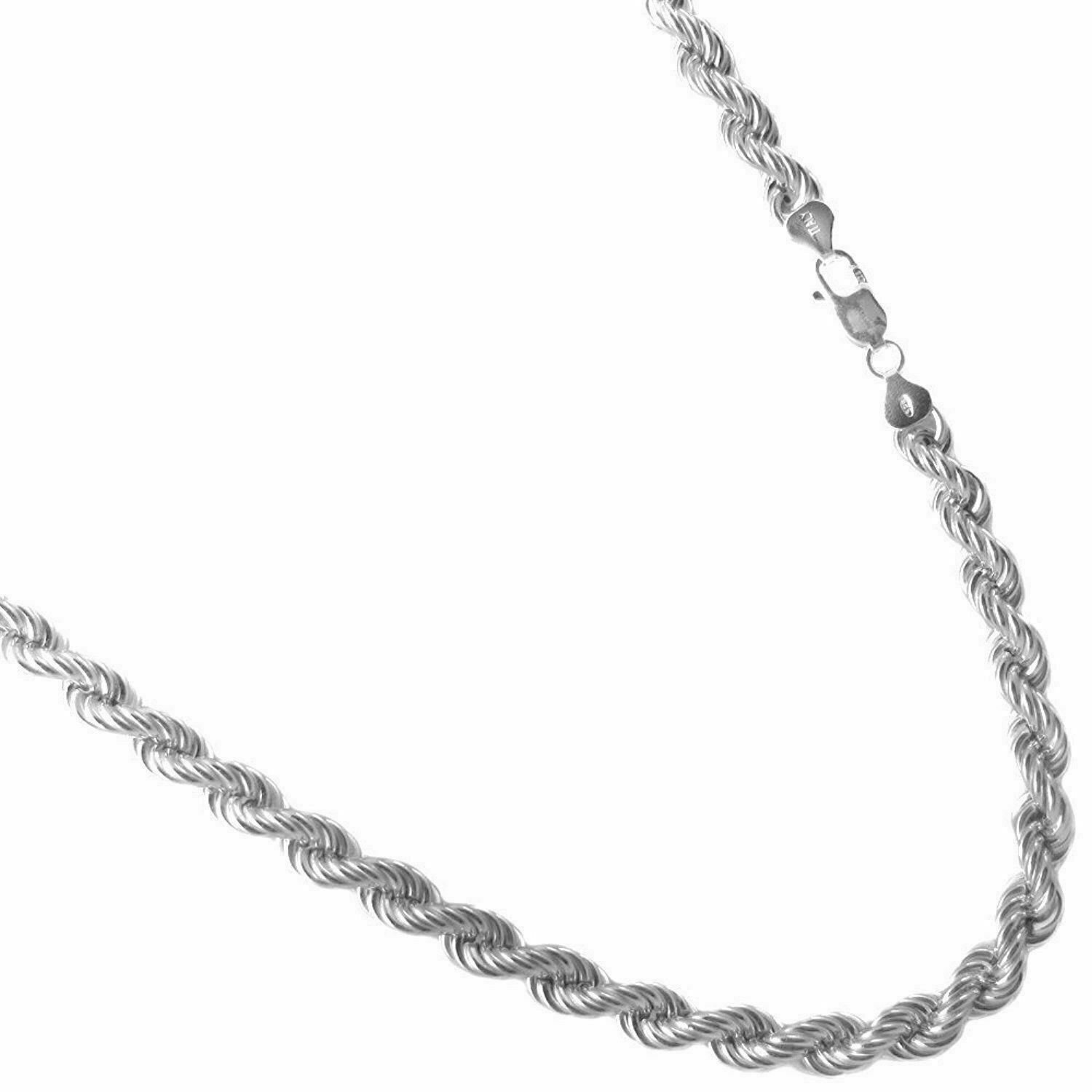 Solid 925 Sterling Silver Italian Rope Chain Mens Necklace 4.00mm – Diamond Cut
