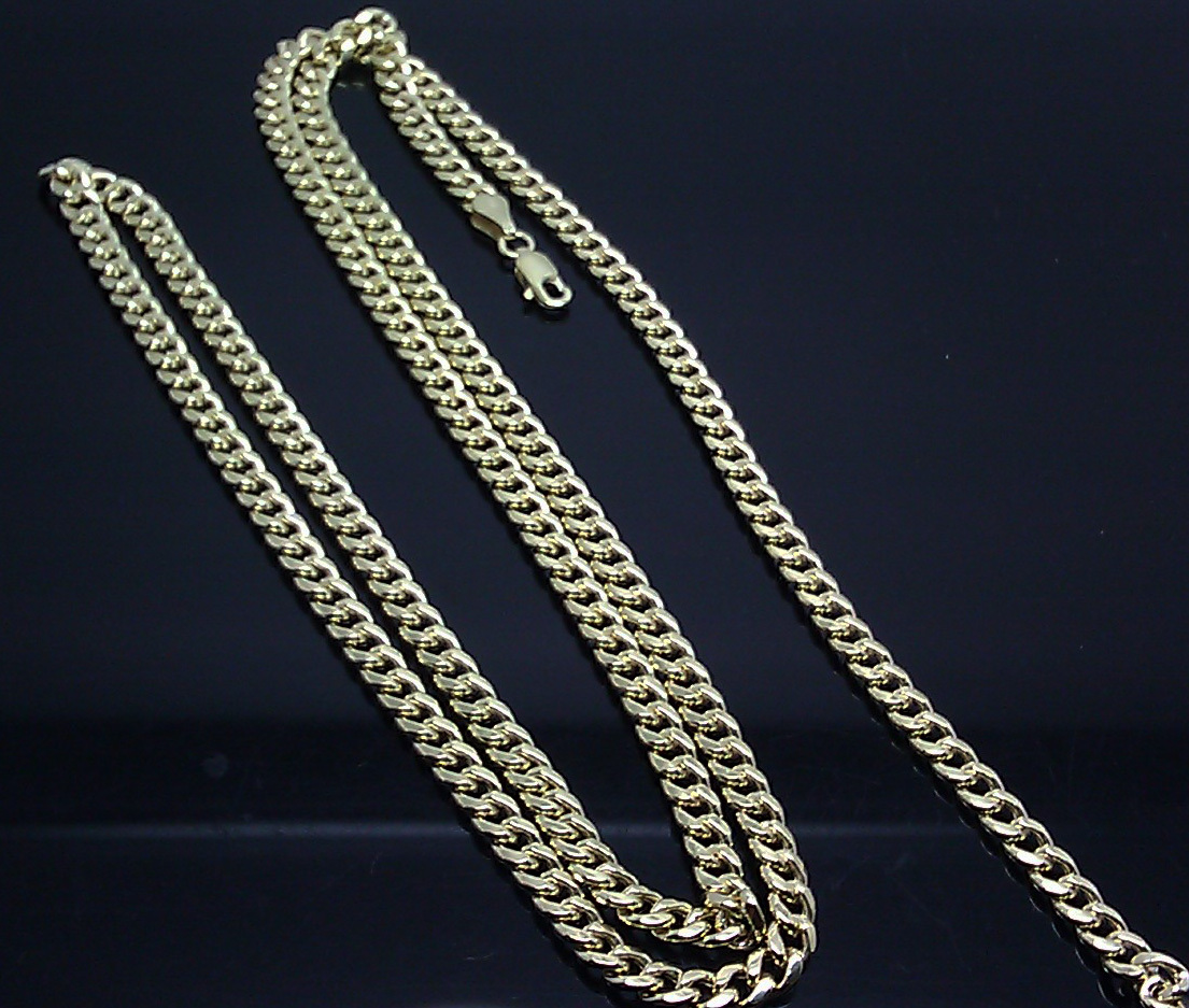 26″ 5mm Real 10K Gold Chain Men women Miami Cuban Chain link Necklace Yellow