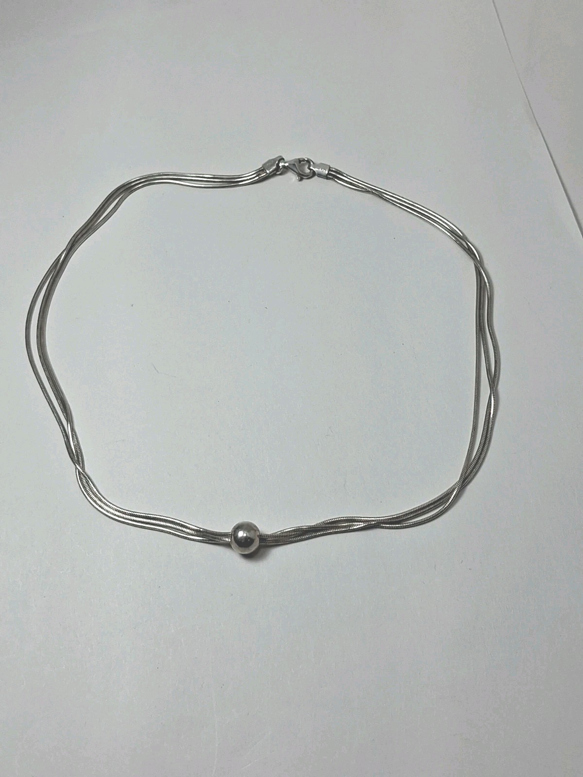 Silver Tone 3 Strand Necklace Marked 925