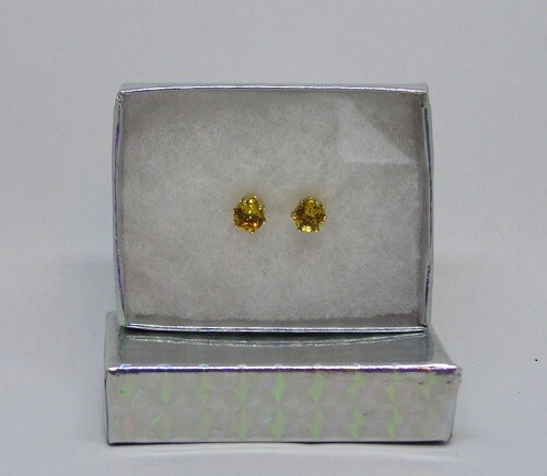 Faceted 5 mm Round Citrine Earrings Set in 14kt YGF, .90 Carats, Brazil