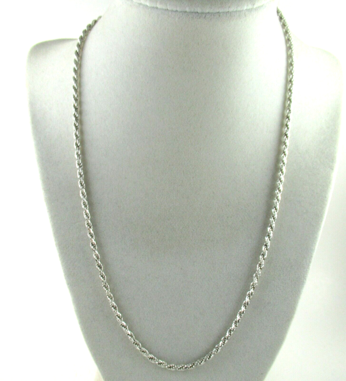 .925 Sterling Silver Rope Chain Necklace 30″ 1.5mm 13 grams Italy