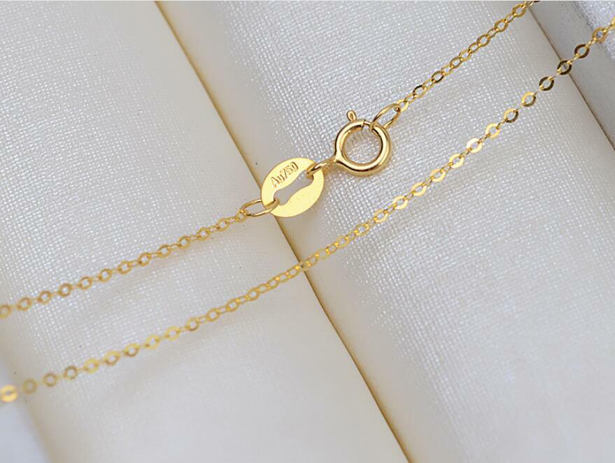 Pure 18K Yellow Gold Necklace Solid AU750 O-shaped Chain 18″ Clavicular Chain