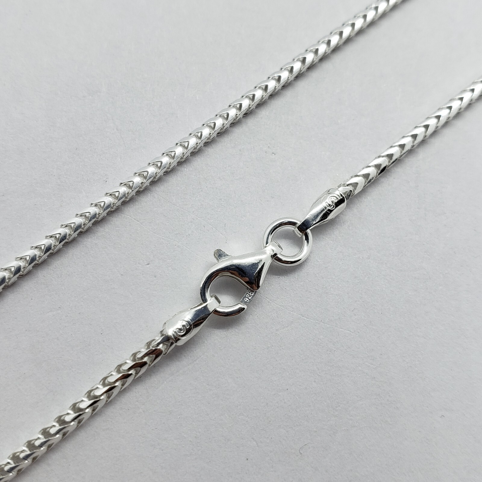 925 Sterling Silver Franco Chain Necklace Square Link Italy 1.5mm-2.5mm 16″-36″