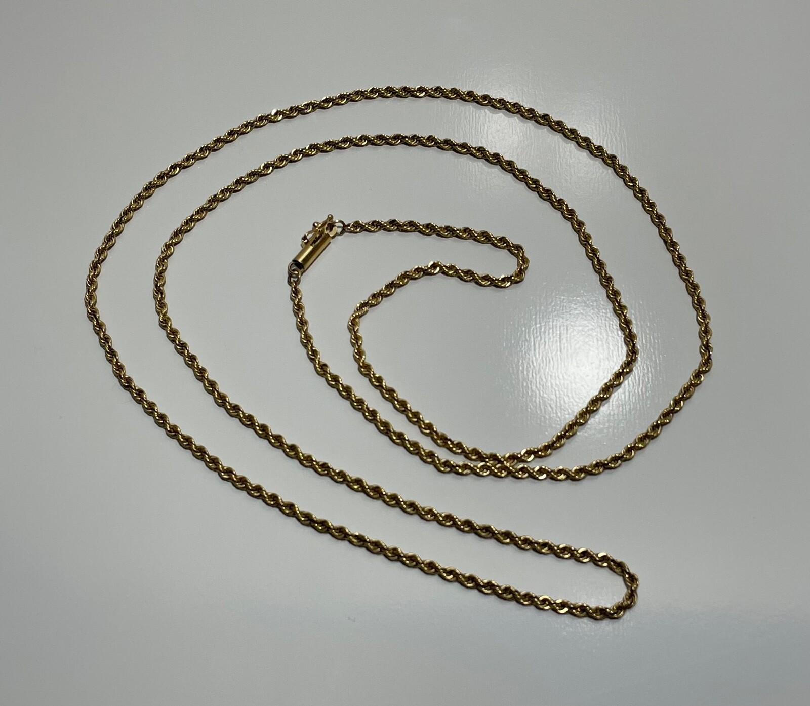 14K Solid Yellow Gold Diamond Cut 2.20mm Rope Chain Necklace Unisex 32 In.