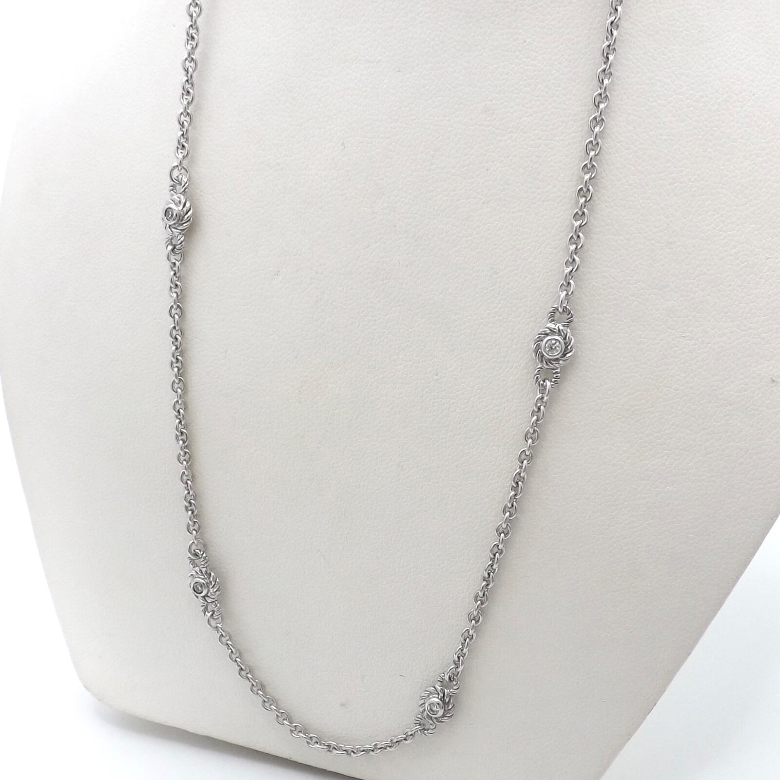 Judith Ripka Sterling Silver Floating Stones by the Yard Necklace 36in or 18 New