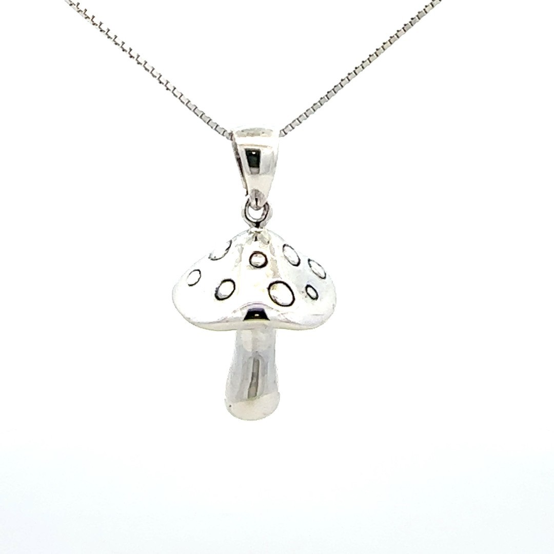 Sterling Silver 3-D Mushroom Pendant (3/4 x 1 1/2 Inch)