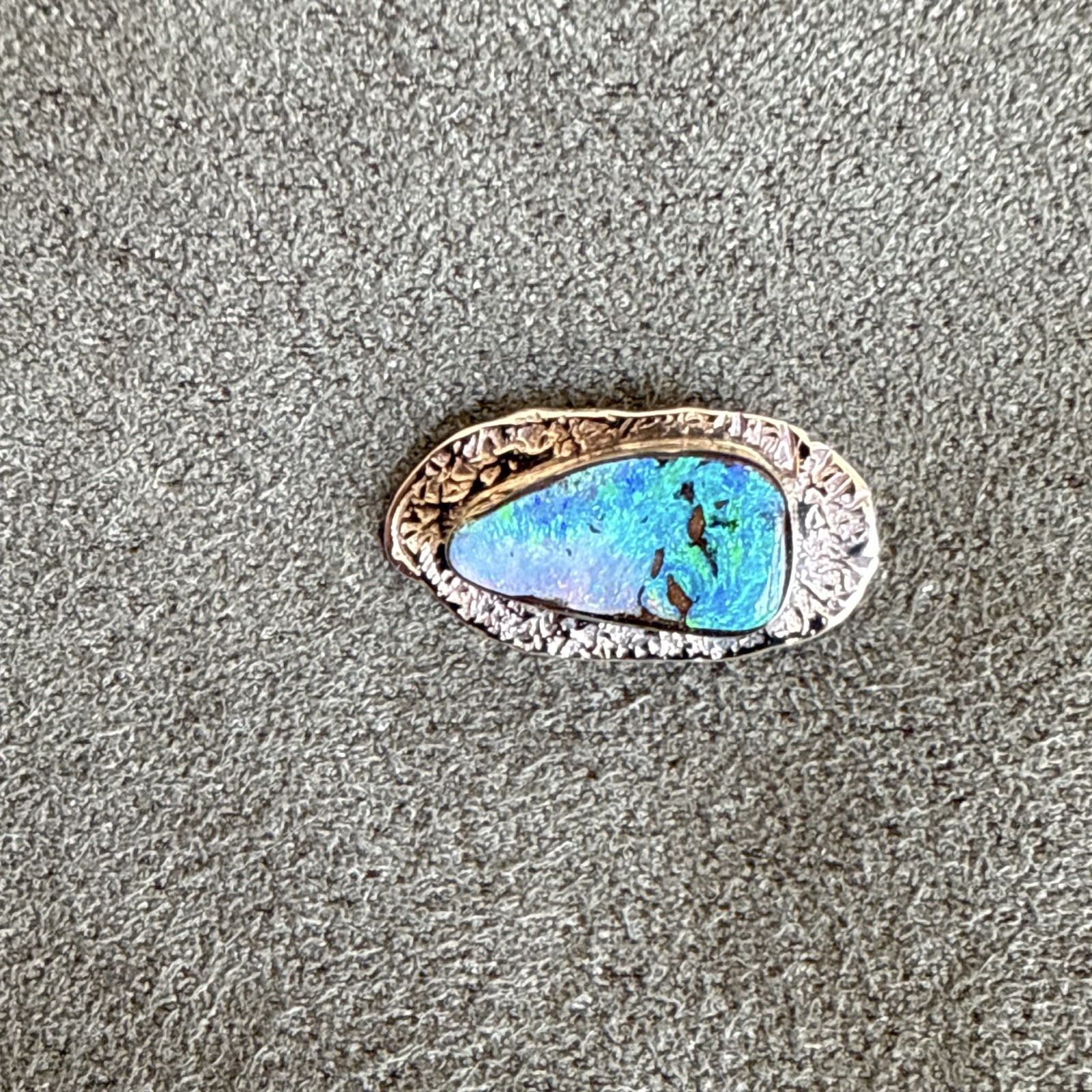 14K Yellow Gold Freeform Boulder Opal Pendant Bezel Set Signed