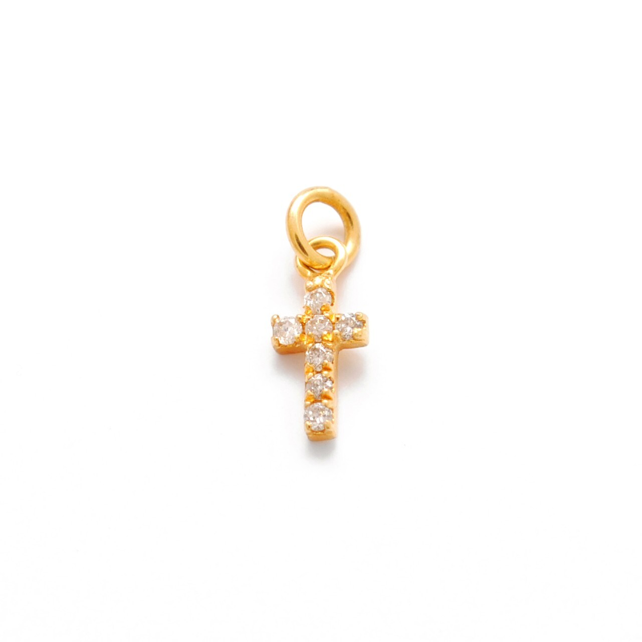 Genuine Diamond 14k Yellow Gold Holy Cross Charm Pendant Christmas Gift