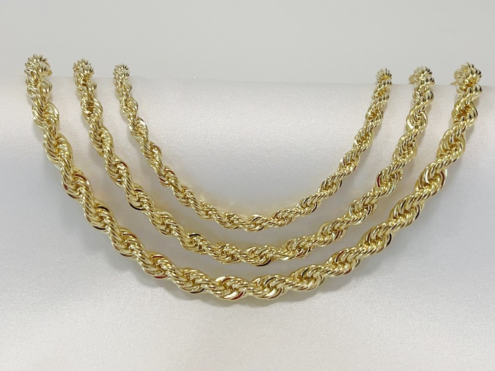 10K Yellow Gold 1.5mm-10mm Diamond Cut Rope Chain Necklace Mens Women 18″- 28″