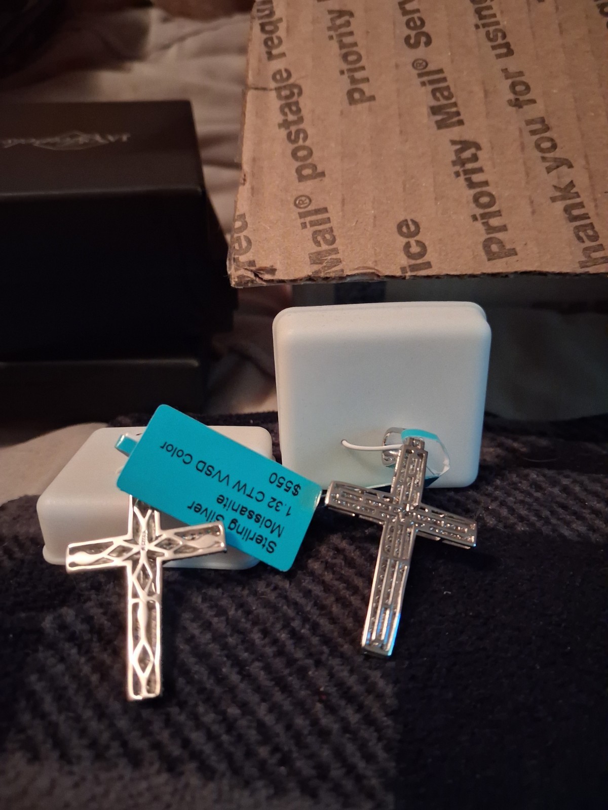 2 Beautiful Cross Pendants. 925 Silver. Marked 925.