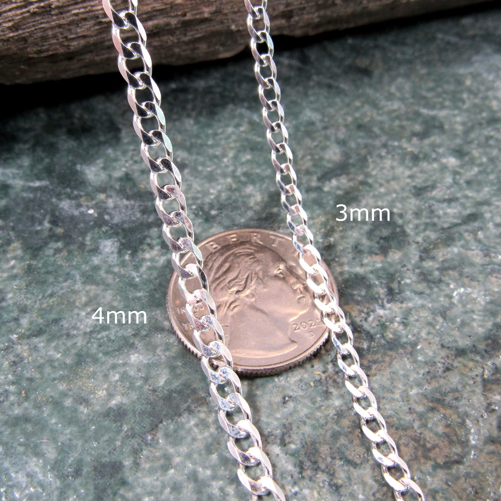 Solid 925 Sterling Silver Italian Curb Link Chain, Men’s Bracelet or Necklace