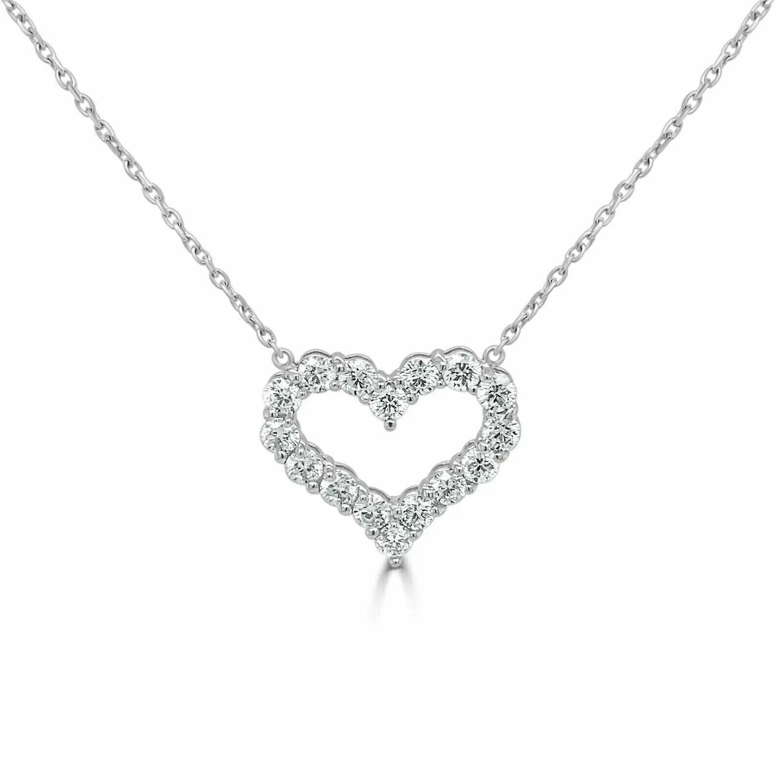 1Ct Round Cut Moissanite Beautiful Heart Pendant 14K White Gold Plated Silver