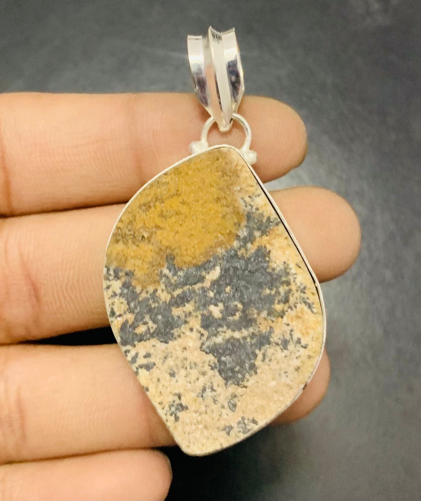 German Dendrite Gemstone 925 Sterling Silver Handmade Pendant Jewelry Gift For