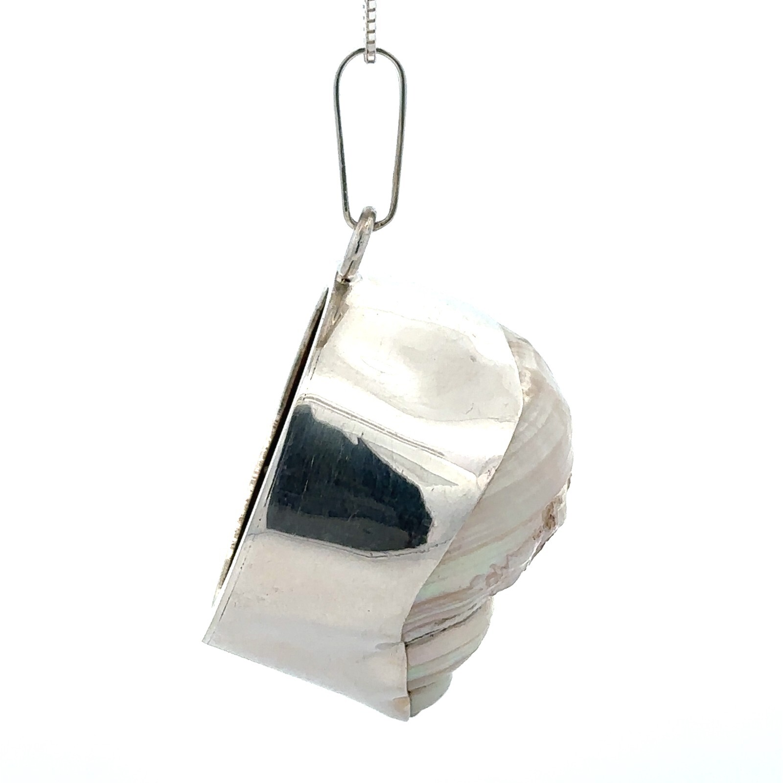 Sterling Silver Handmade Shell Pendant (1 3/8 x 2 1/8 Inch)