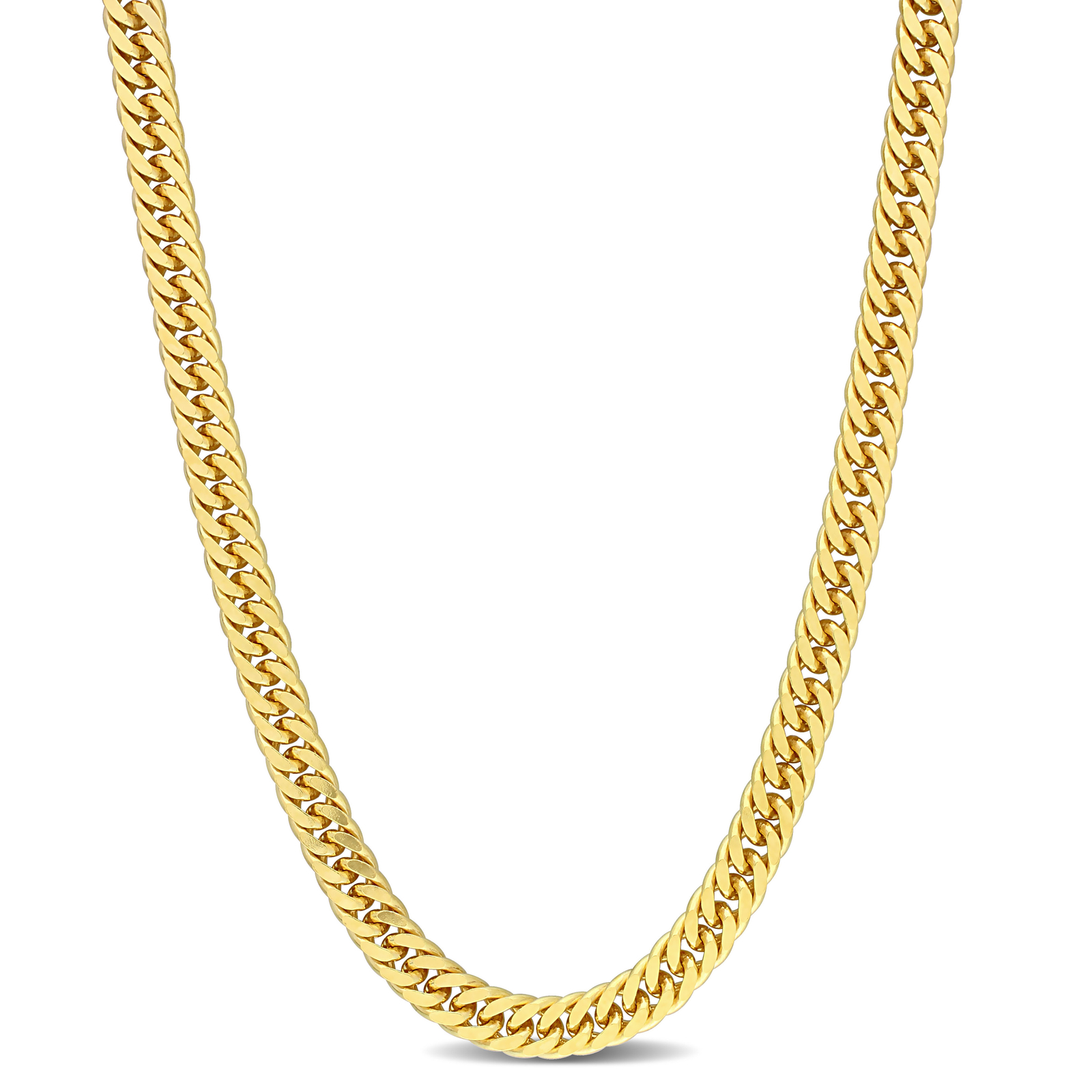Amour Yellow Plated Silver 5.5mm Double Curb Link Chain Necklace – 24 in.