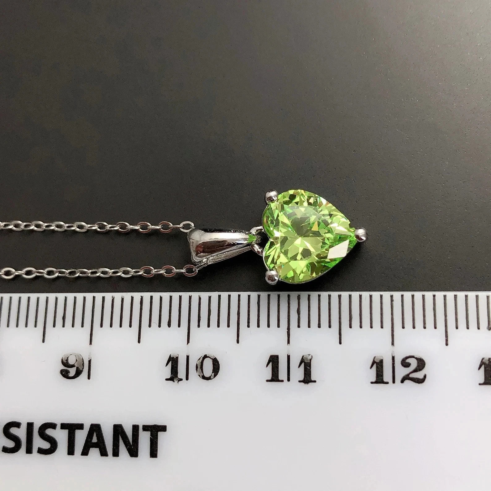 2 CT Heart Shape Peridot Solitaire Pendant With Chain 14K White Gold Plated
