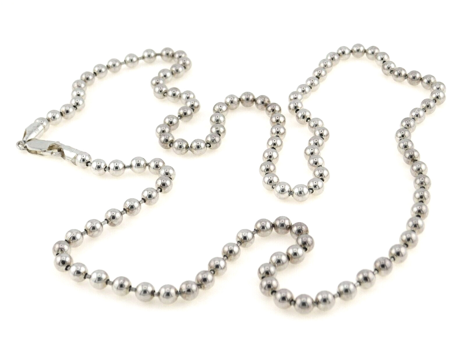 Milor Italy 925 Sterling Silver 5mm Bead Ball Link Chain 32 in. Long